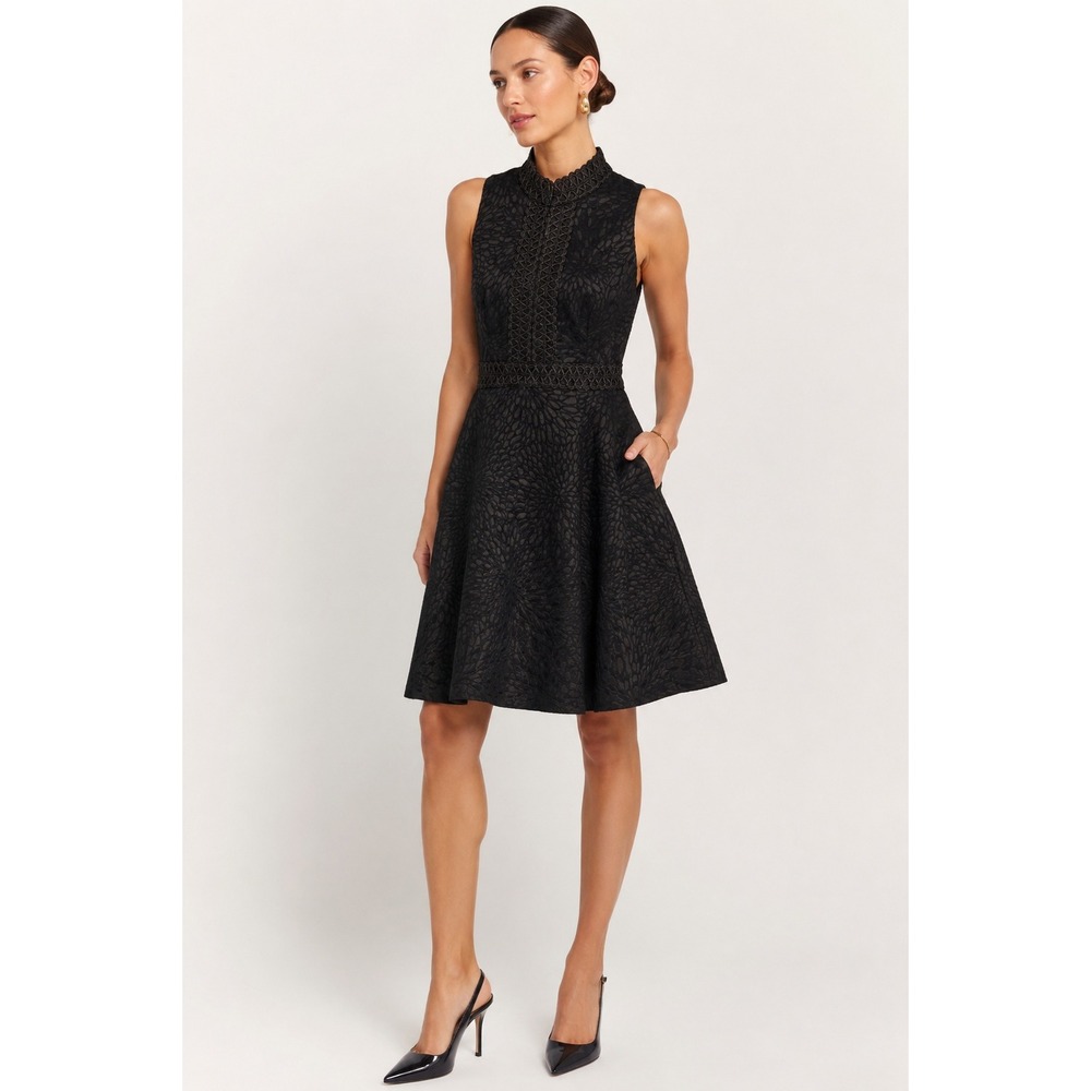 Lilly Pulitzer Franci Dress Women Size 4 Black Onyx Lagoon Jacquard Cocktail LBD